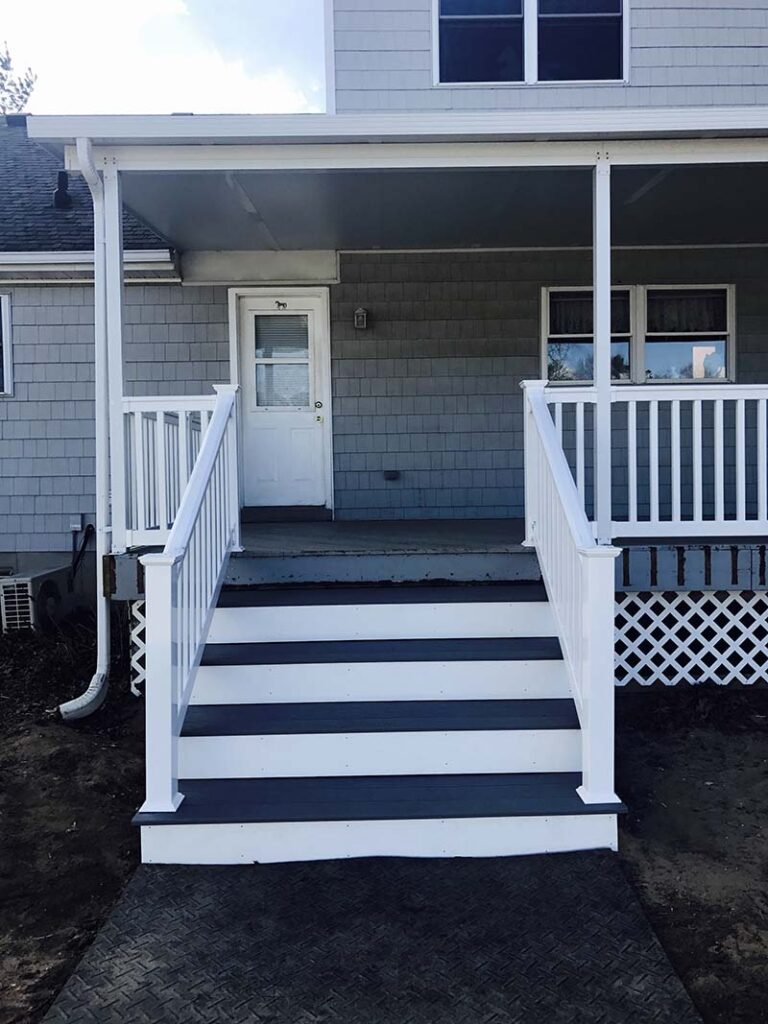 Suffolk County, Long Island, NY front porch composite deck and repairs